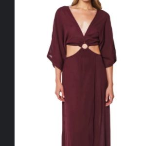 Nordstrom brown Sanctuary V-Neck Three-Quarter Sleeve Draped Skirt Cover-Up